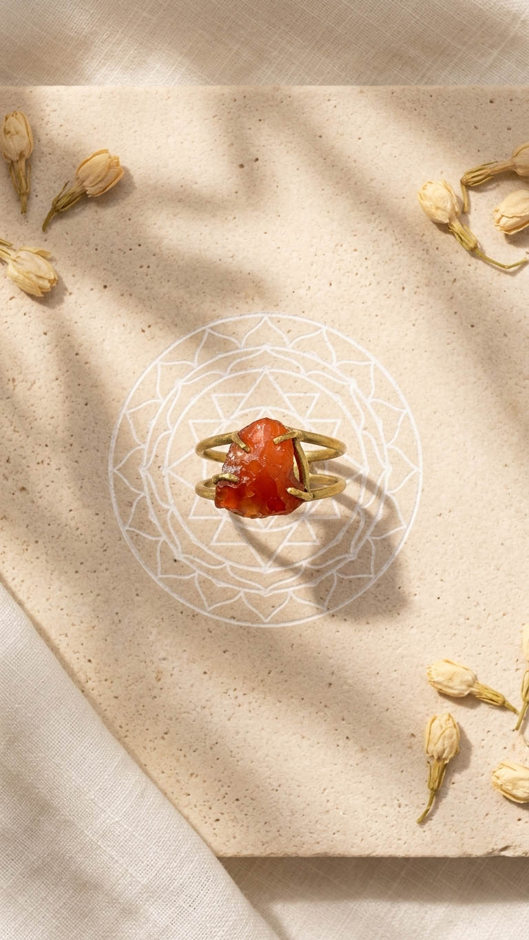 NATURAL CARNELIAN RAW RING 100% Natural Gemstone