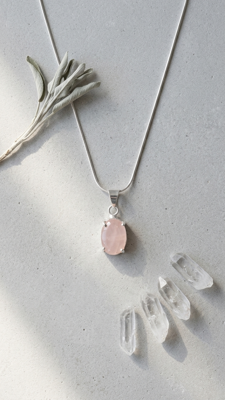 Natural Facited Rose quartz Pendant