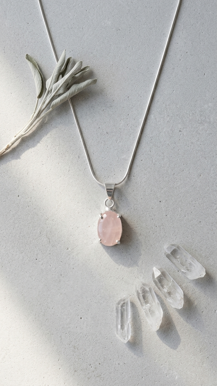 Natural Facited Rose quartz Pendant