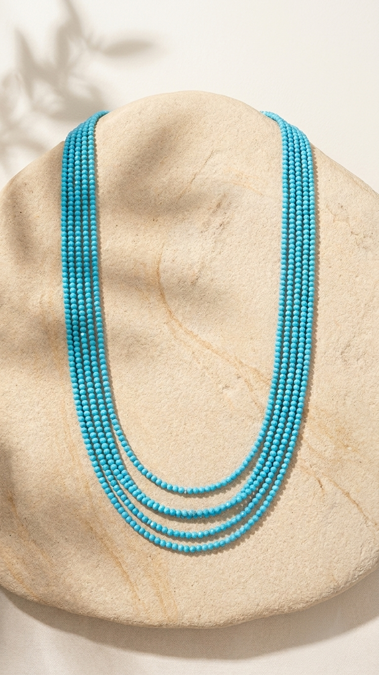 Natural Blue Turquoise Beaded Necklace