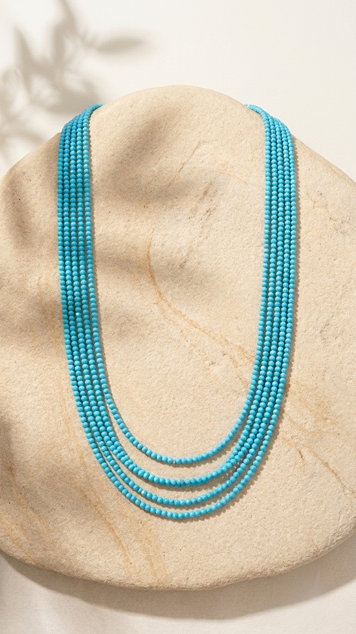 Natural Blue Turquoise Beaded Necklace