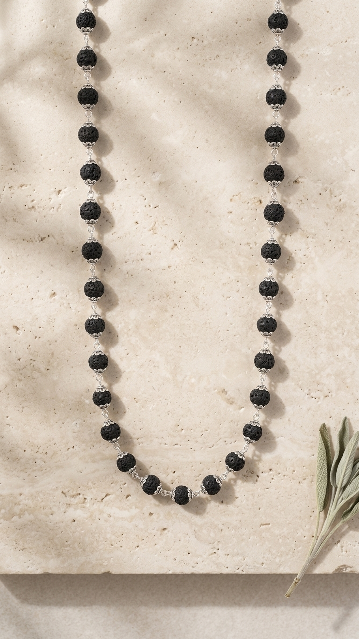 Natural Karungali Power Bead Chain – Ebony Elegance Edition (With Certificate)