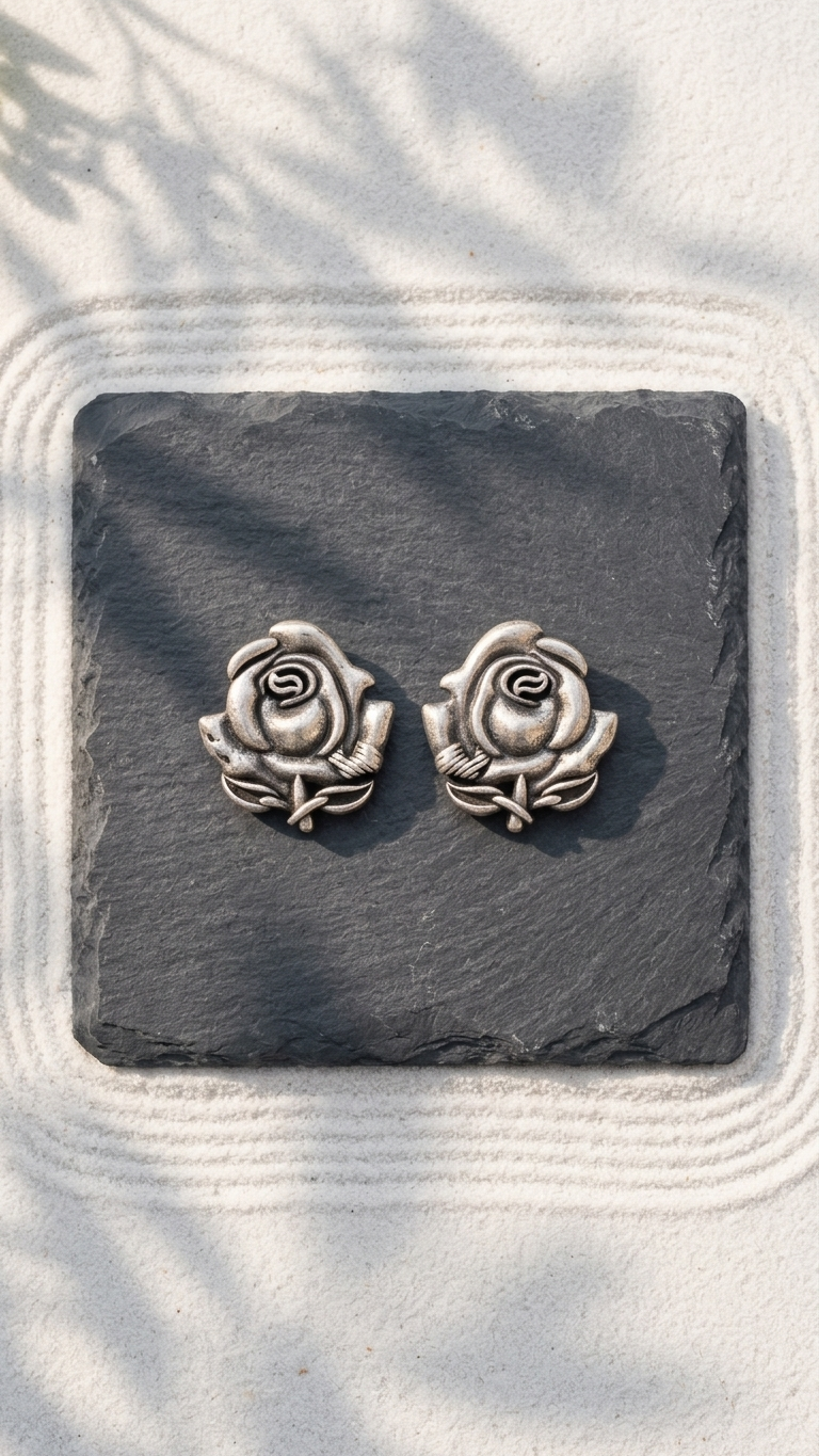 Rose Blossom Dandiya Stud Earrings