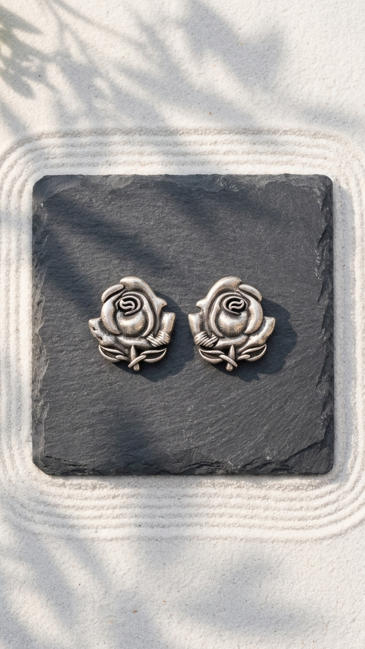 Rose Blossom Dandiya Stud Earrings