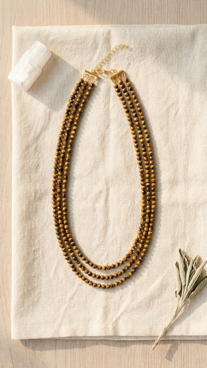 Natural Tiger Eye Beaded Necklace