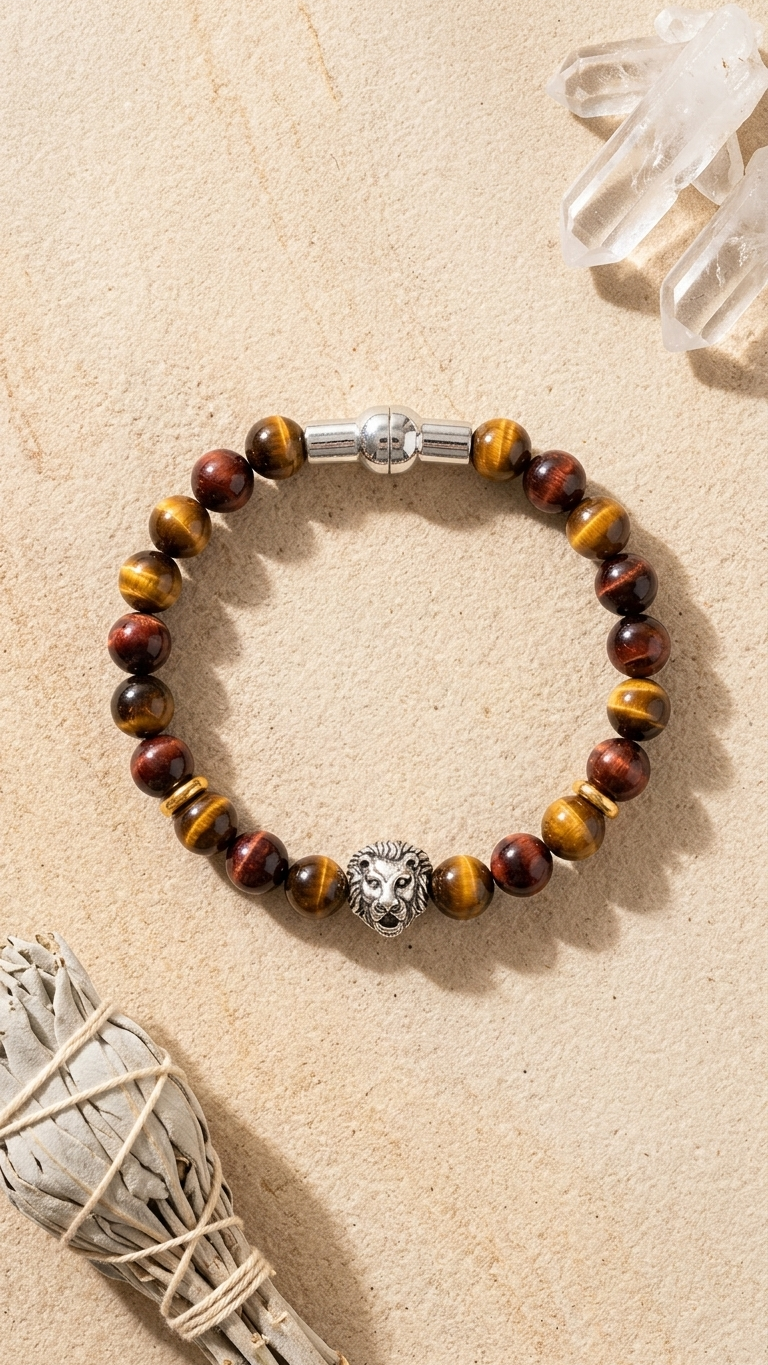 Tiger Eye Lion Bracelet With Magnetic Lock