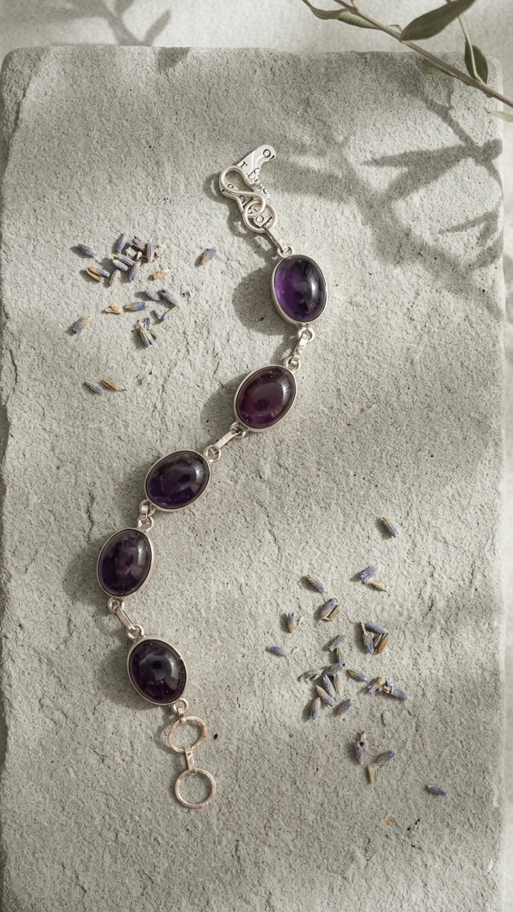 Amethyst Chain Bracelet