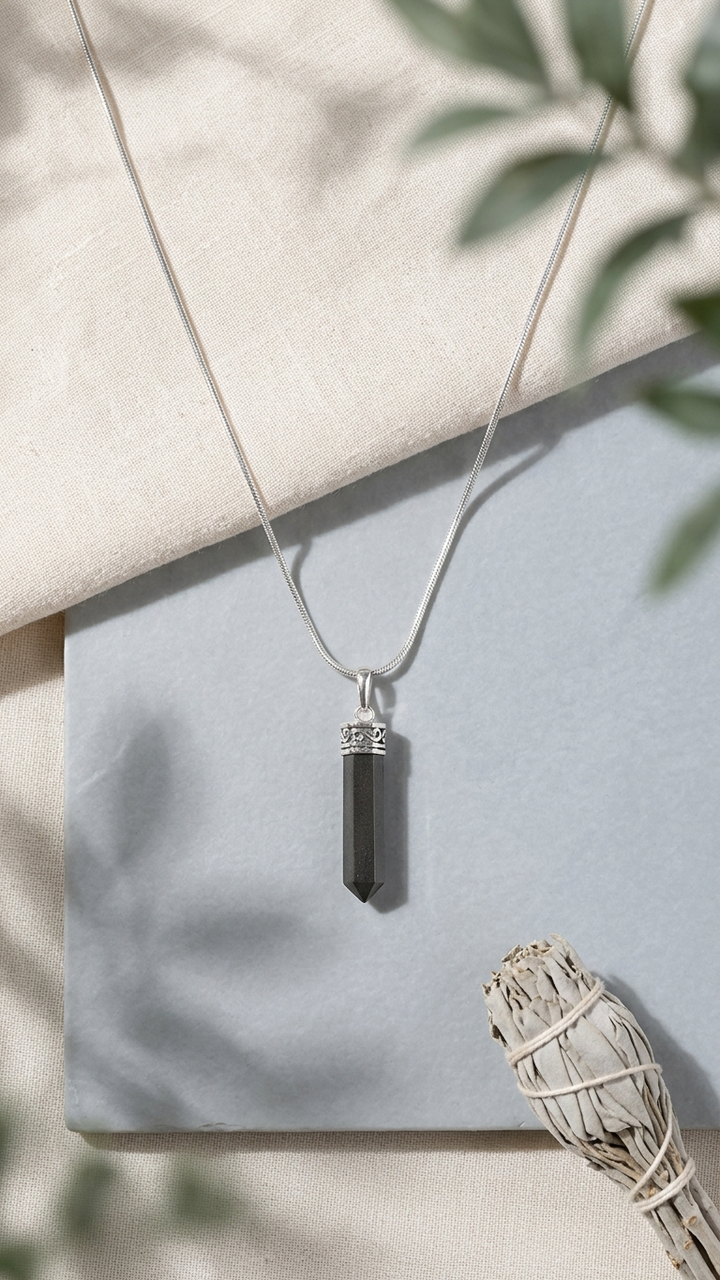 Natural Pyrite Pencil Pendant (With Certificate)