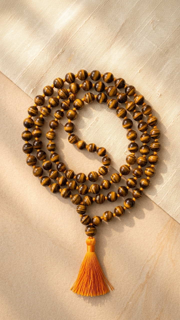Yellow Tiger Eye Mala 108 Beads 8mm