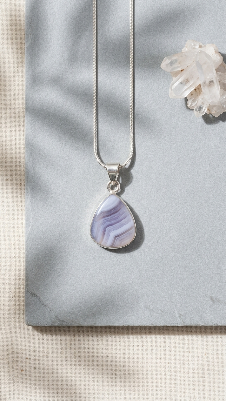 NATURAL BLUE LACE AGATE PENDANT