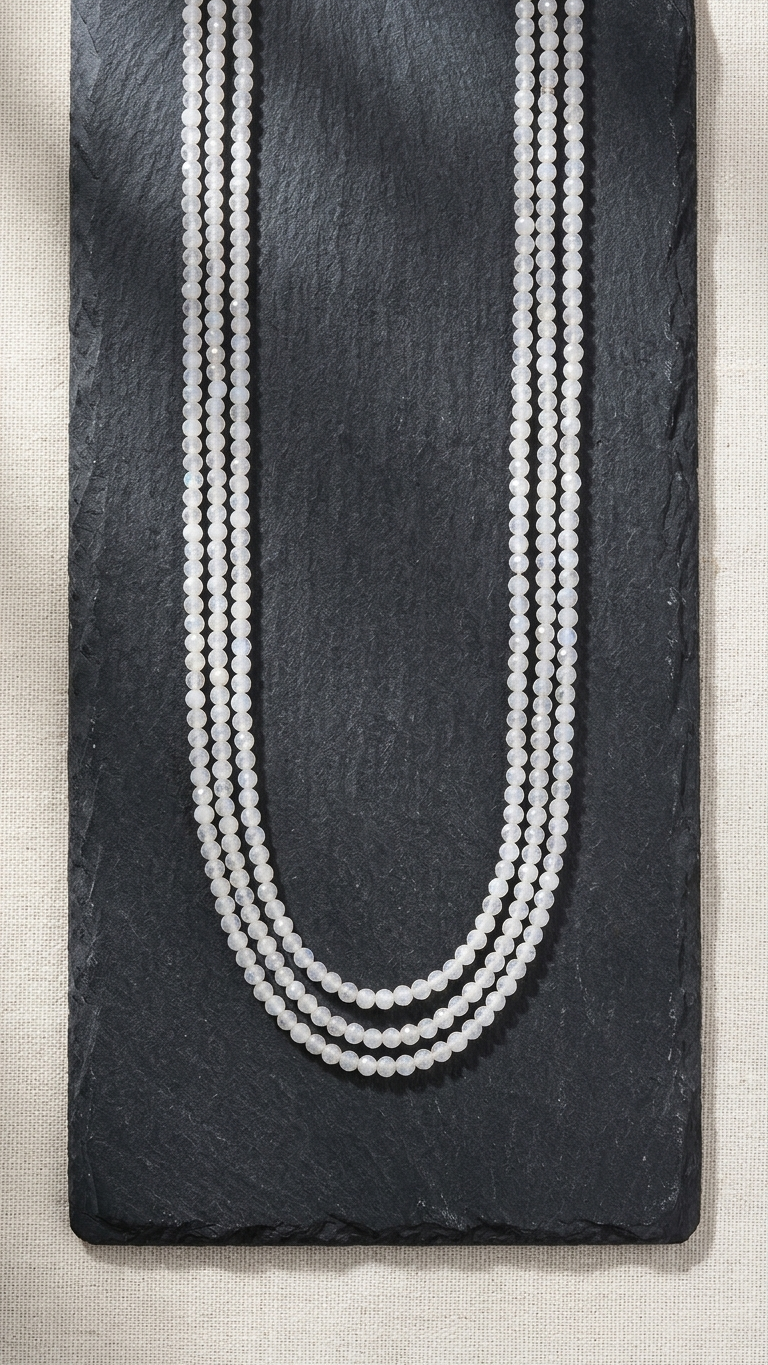 Natural Moonstone Beaded Necklace (With Certificate)