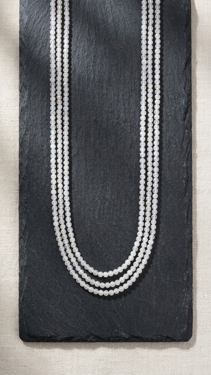 Natural Moonstone Beaded Necklace (With Certificate)