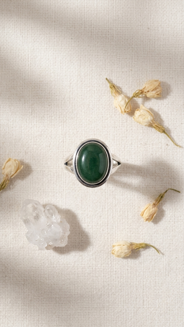 NATURAL GREEN JADE  RING 100% Natural Gemstone