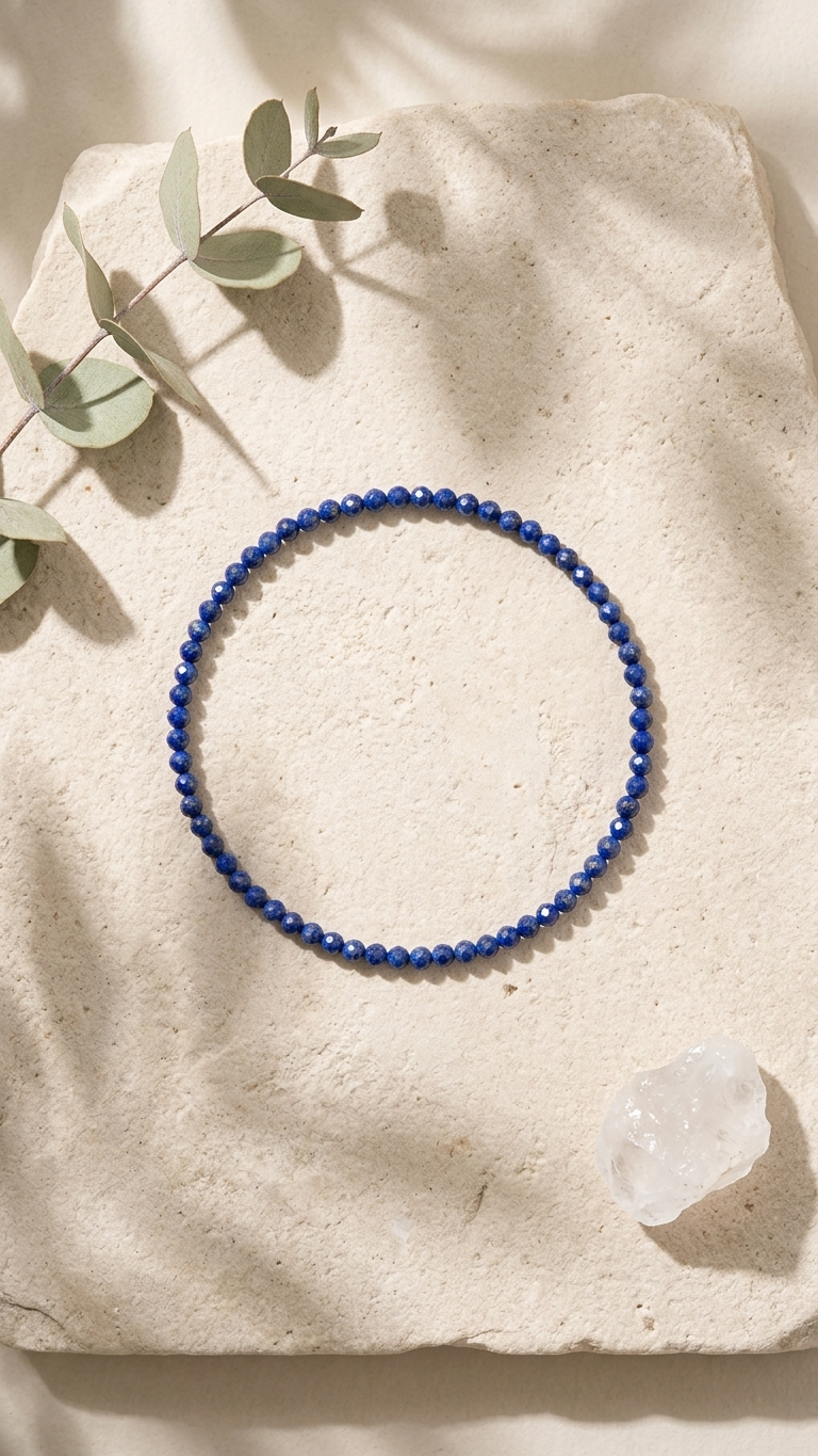 Natural Lapis Lazuli Beaded Anklet (With Certificate)