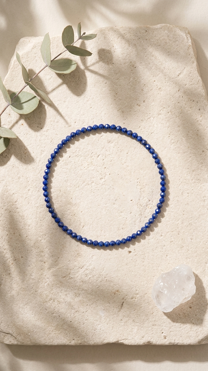 Natural Lapis Lazuli Beaded Anklet (With Certificate)
