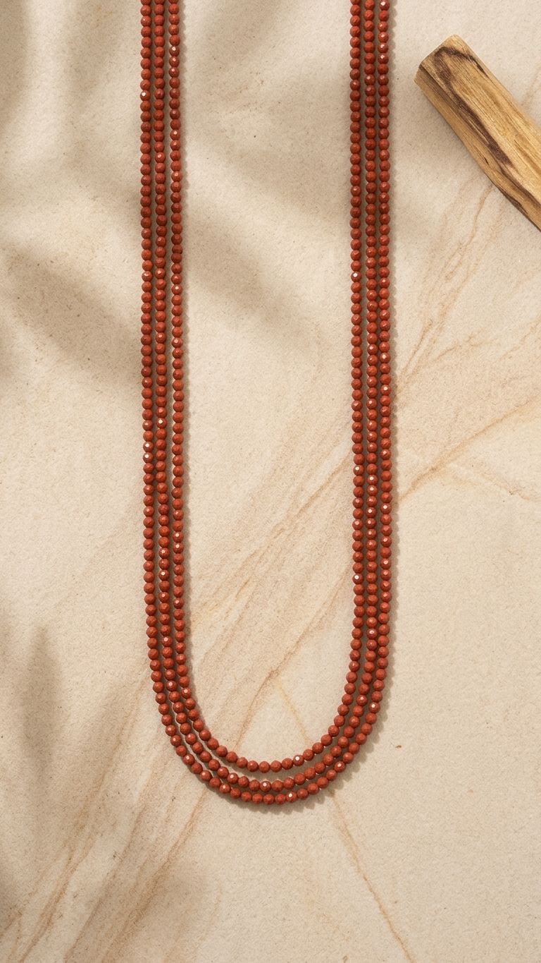 Natural Red Jasper Beaded Necklace (With Certificate)