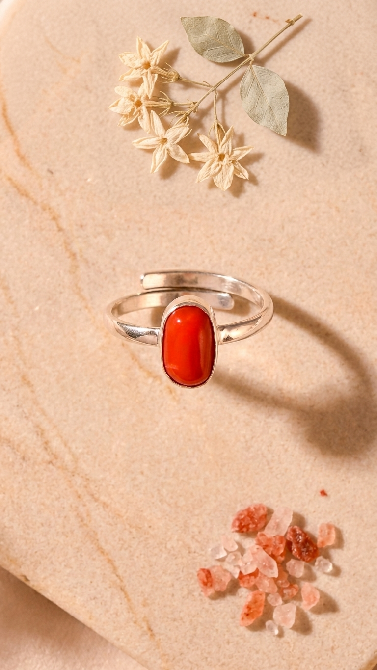 NATURAL CORAL (MOONGA)  RING GEMSTONE