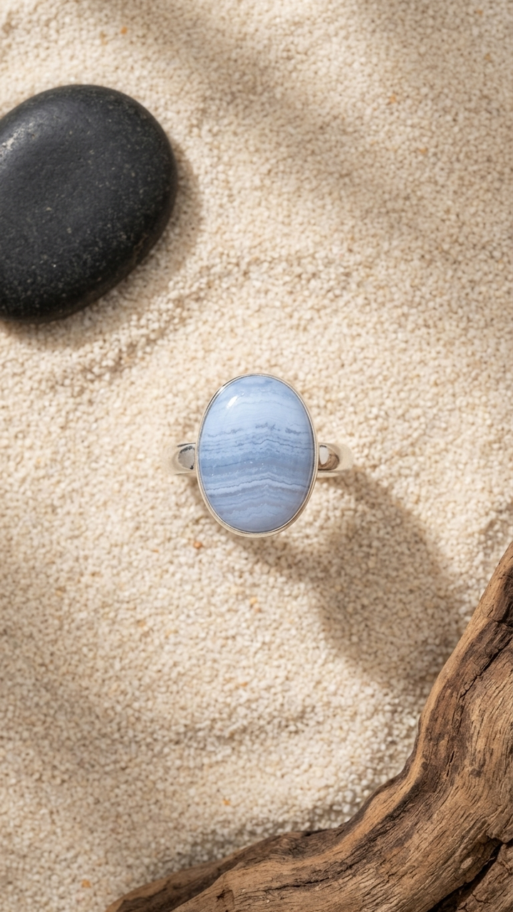 NaturalBlue Lace Agate Ring