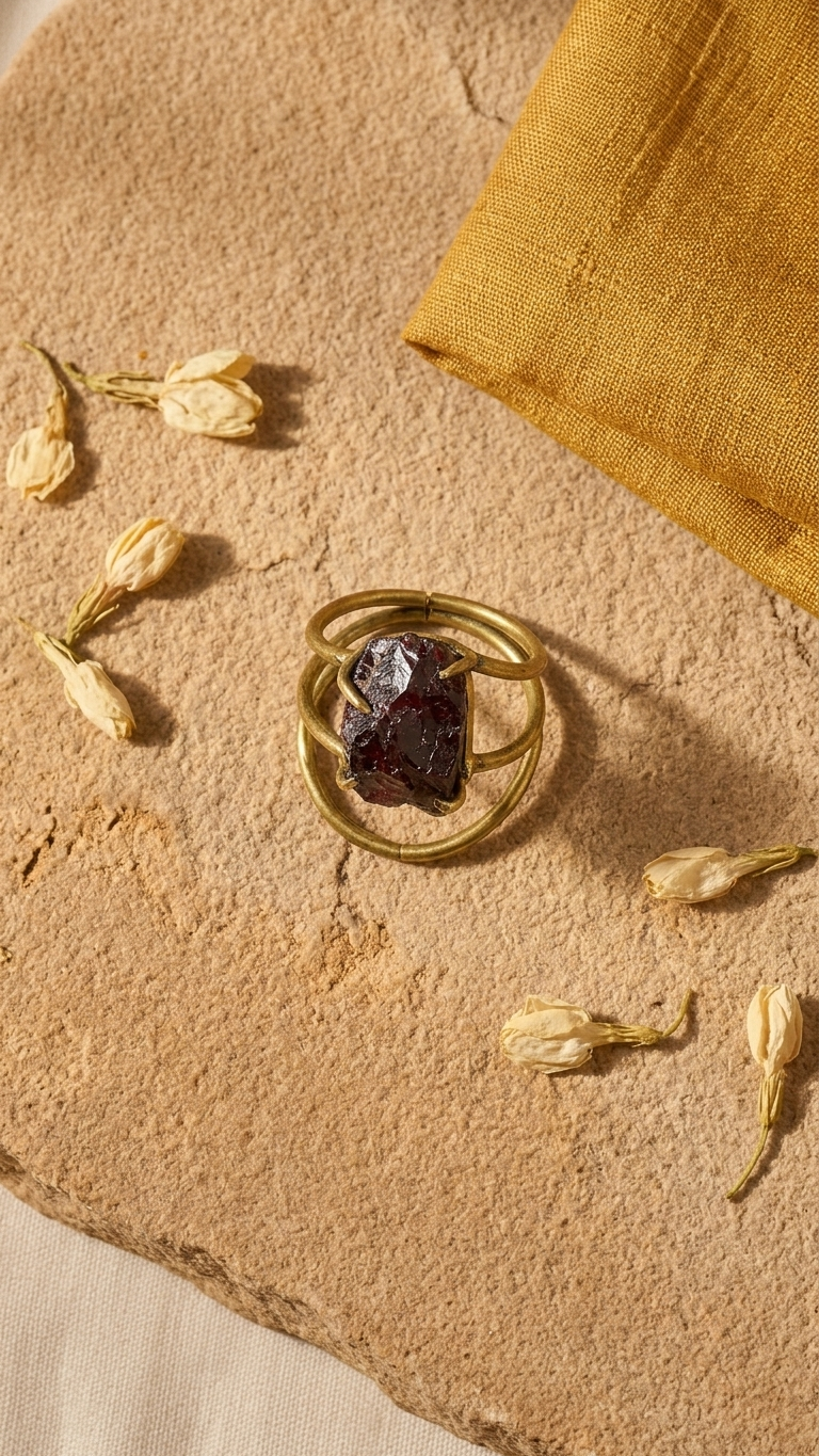NATURAL GARNET RAW RING 100% Natural Gemstone