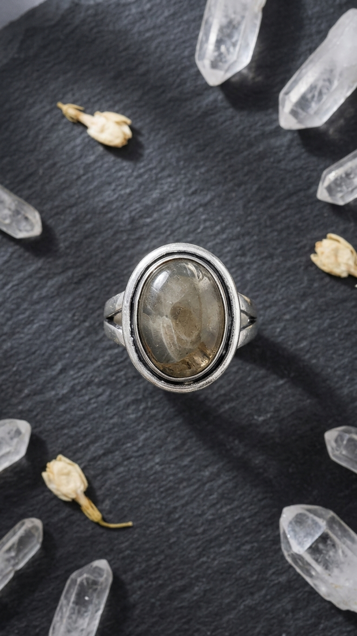 Pyrite Ring Oval Polished