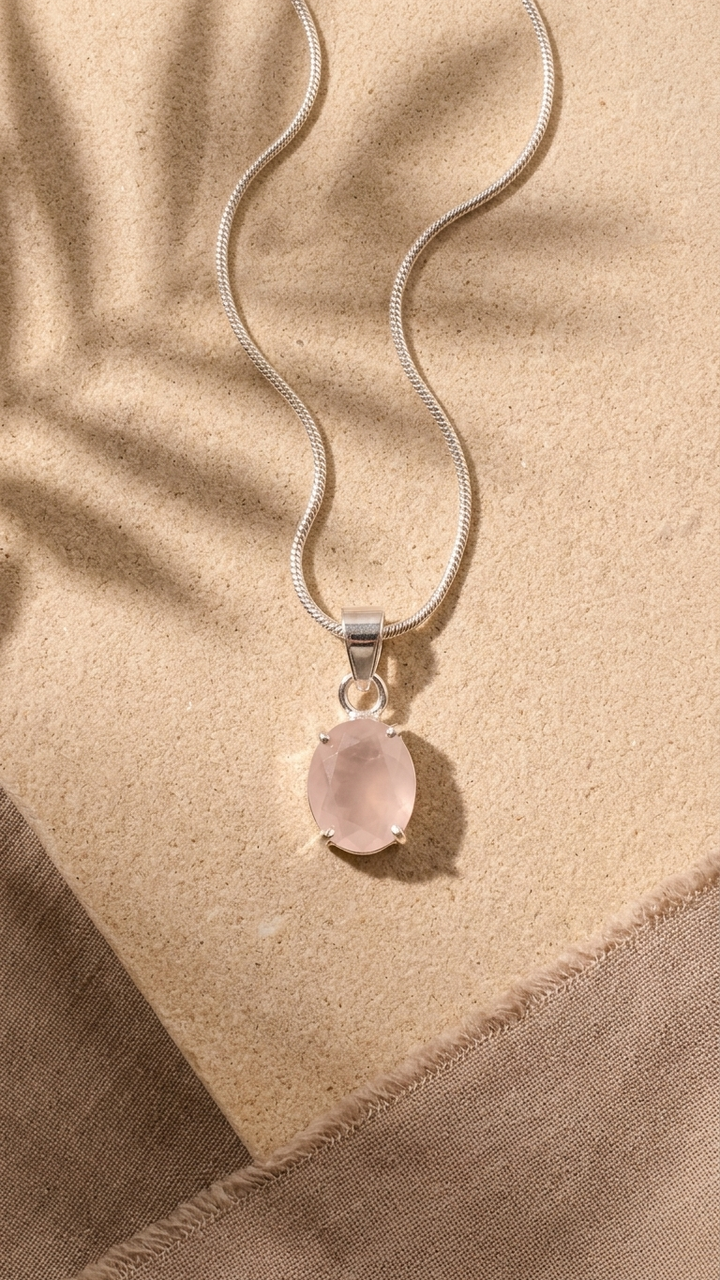 NATURAL ROSE FACETED  PENDANT