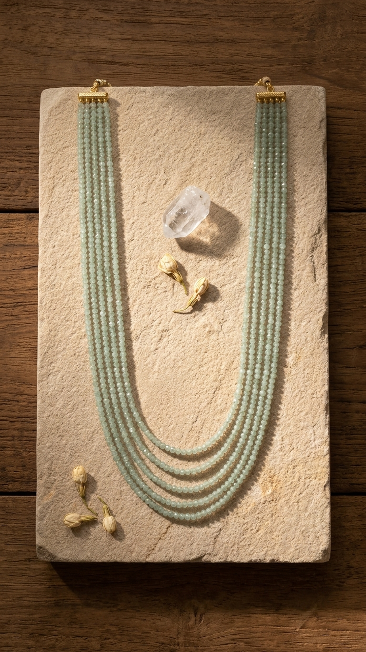 Natural Green Aventurine Beaded Necklace (With Certificate)