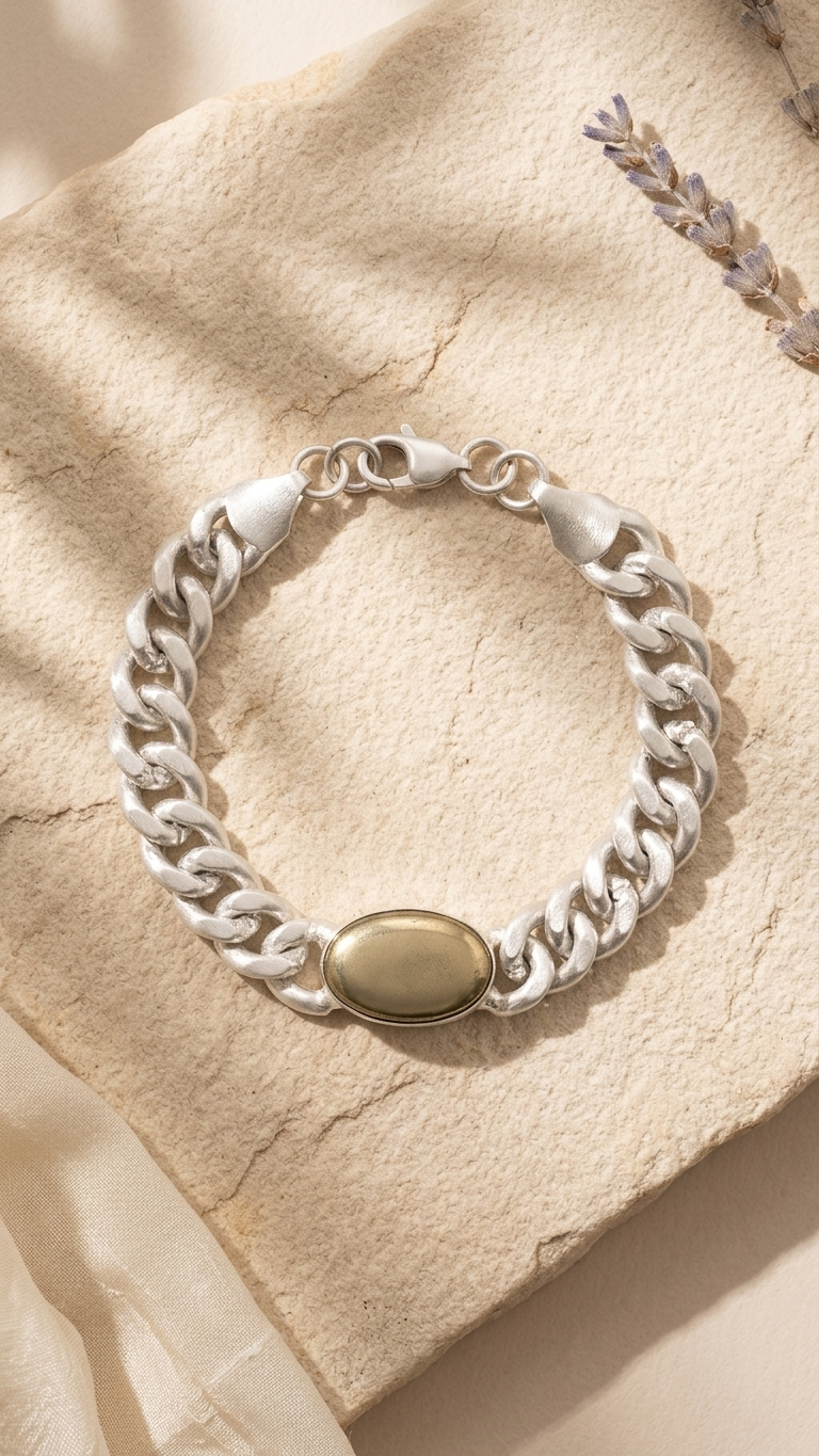 Pyrite Bracelet With Strong Silver Plated