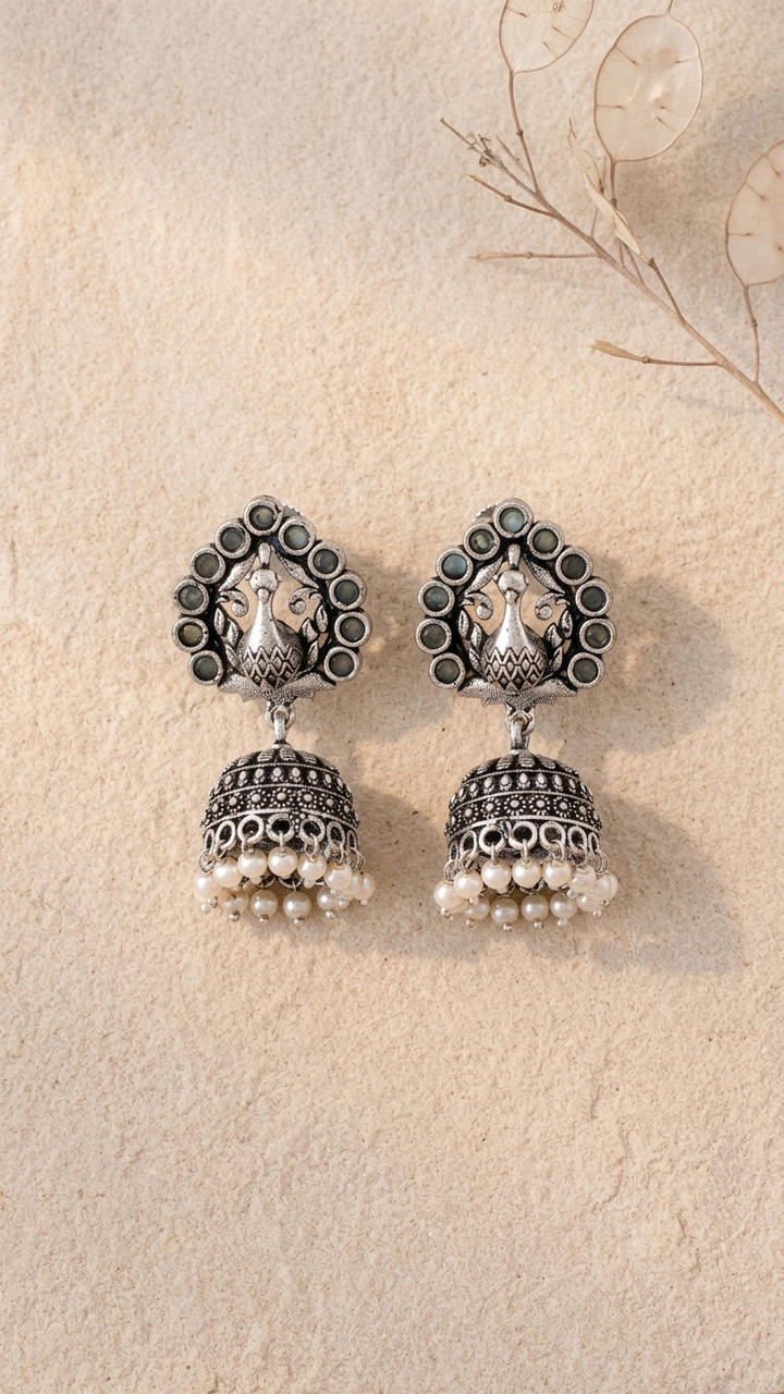 Peacock Grace Dandiya Jhumka Earrings