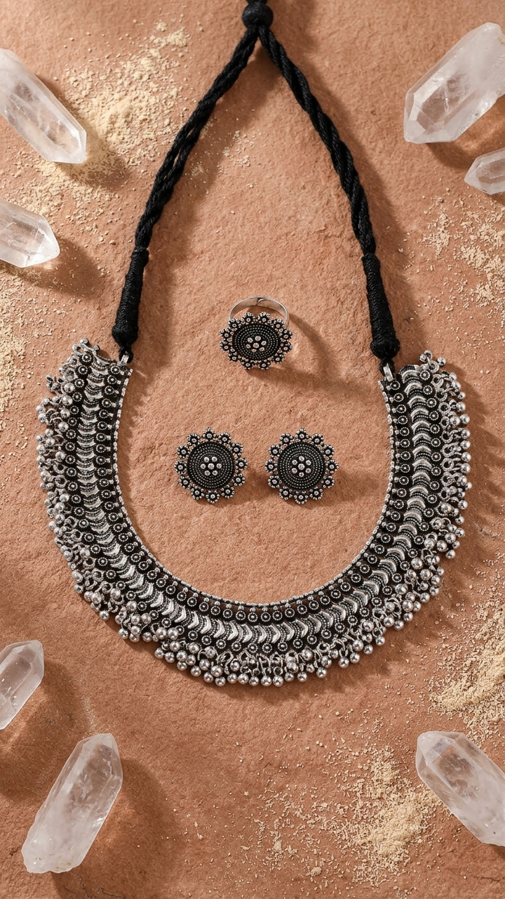 Ghungroo Leheriya Dandiya Necklace Set