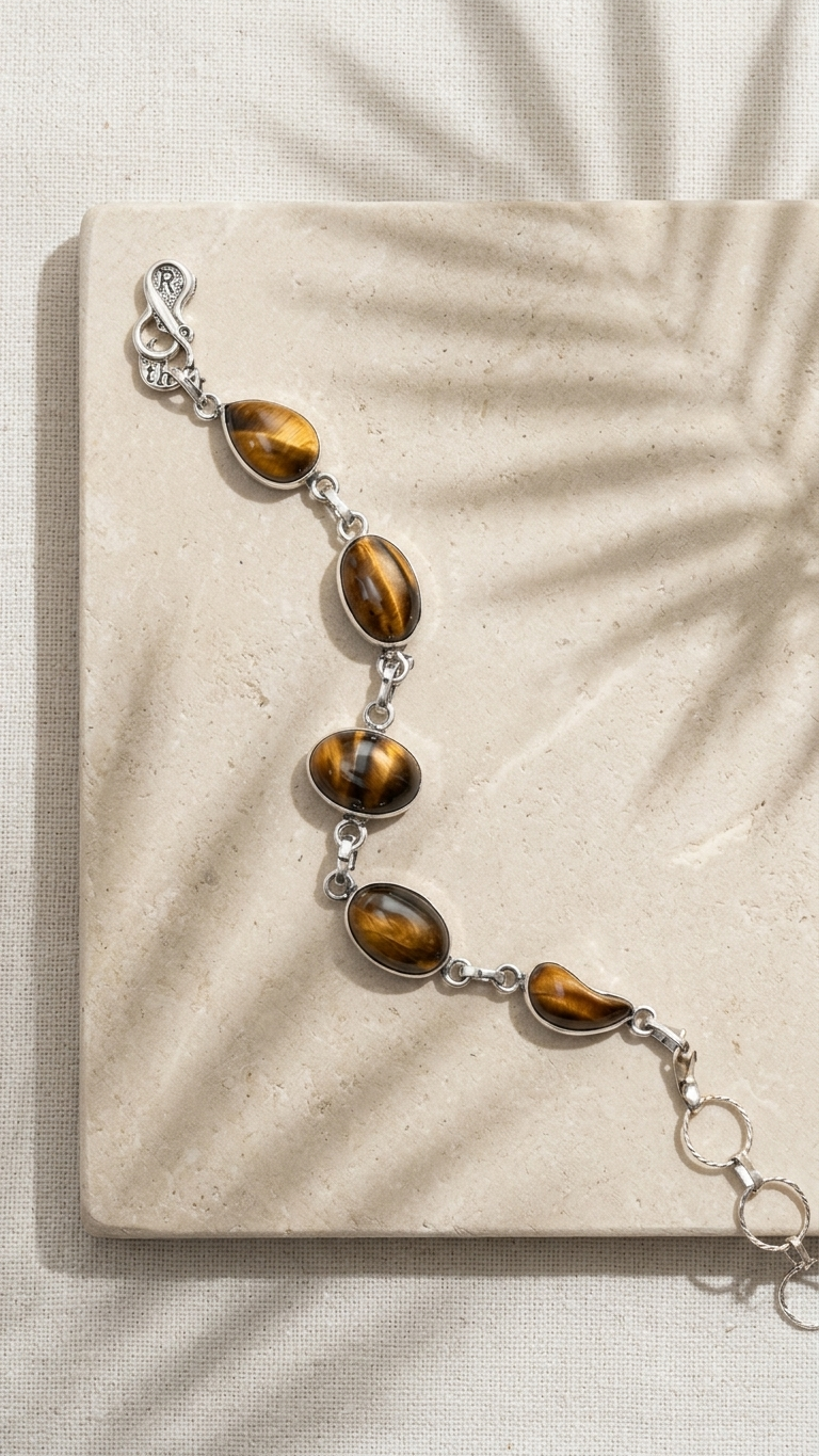 Yellow Tiger Eye Chain Bracelet