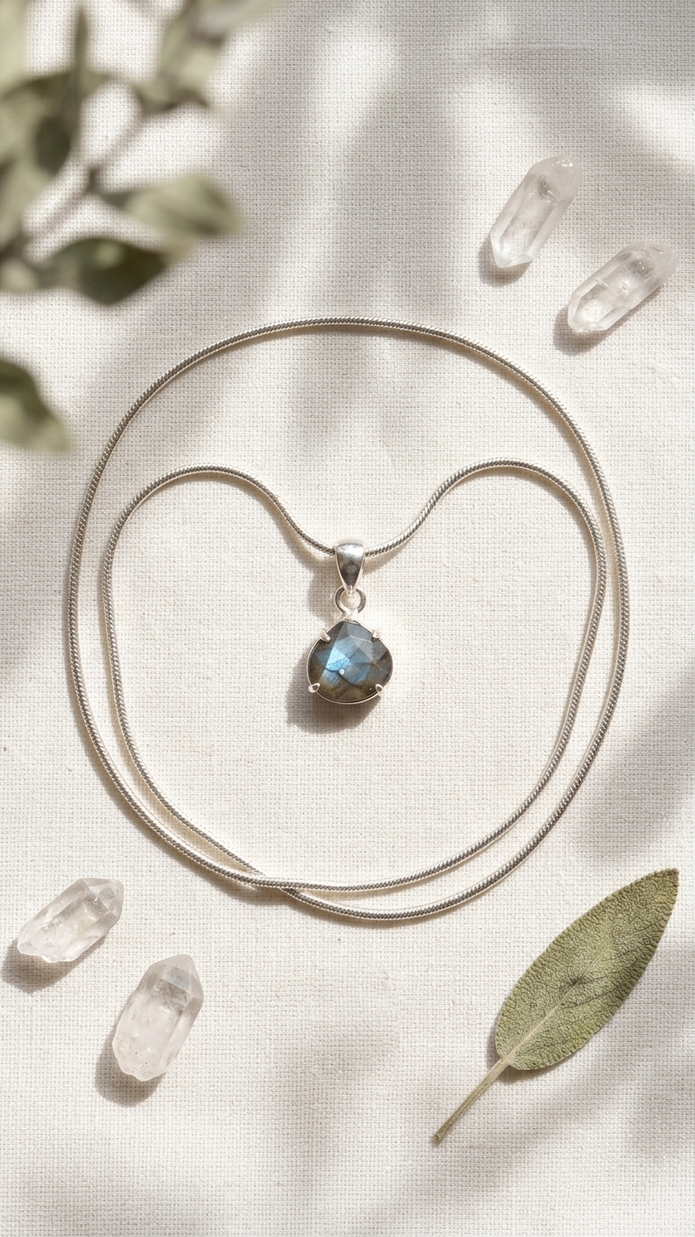 Natural Faceted Labradorite Pendant