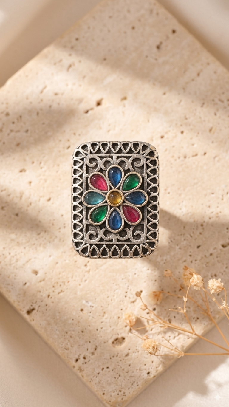 Rangoli Bloom Dandiya Statement Ring