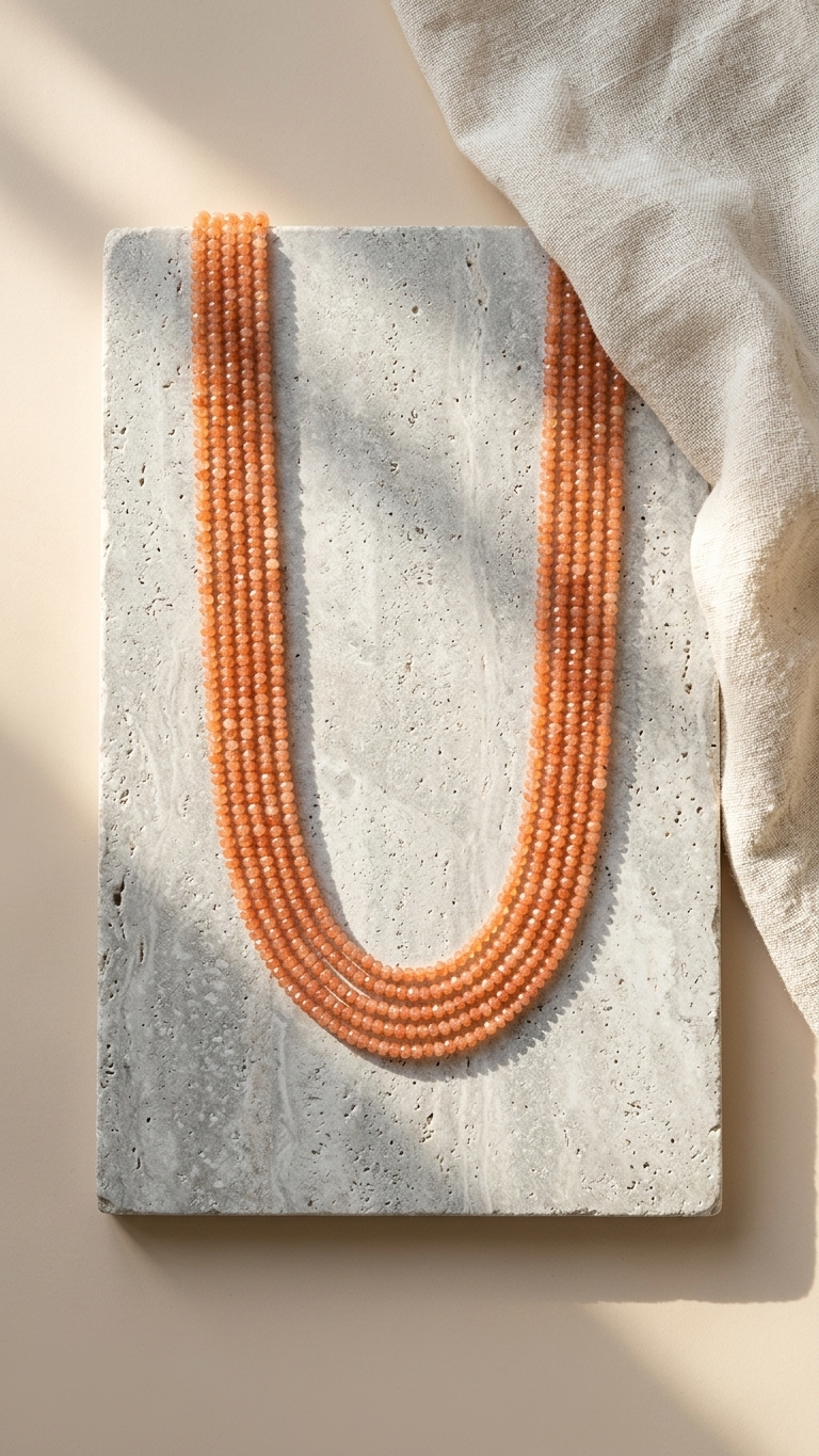 Natural Carnelian Beaded Necklace (With Certificate)