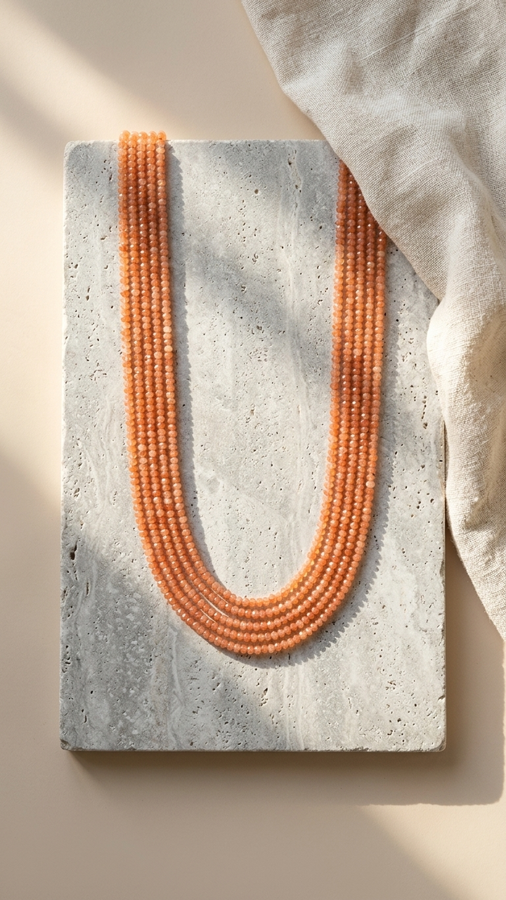 Natural Carnelian Beaded Necklace (With Certificate)