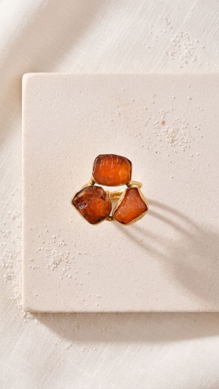 Fiery Carnelian Dandiya Statement Ring