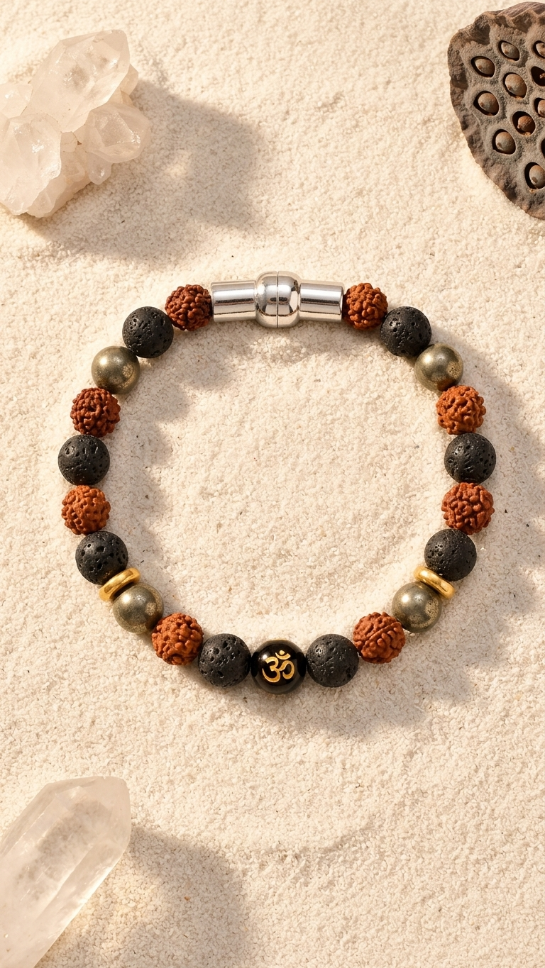 Om Bracelet With Silver  Magnet Lock