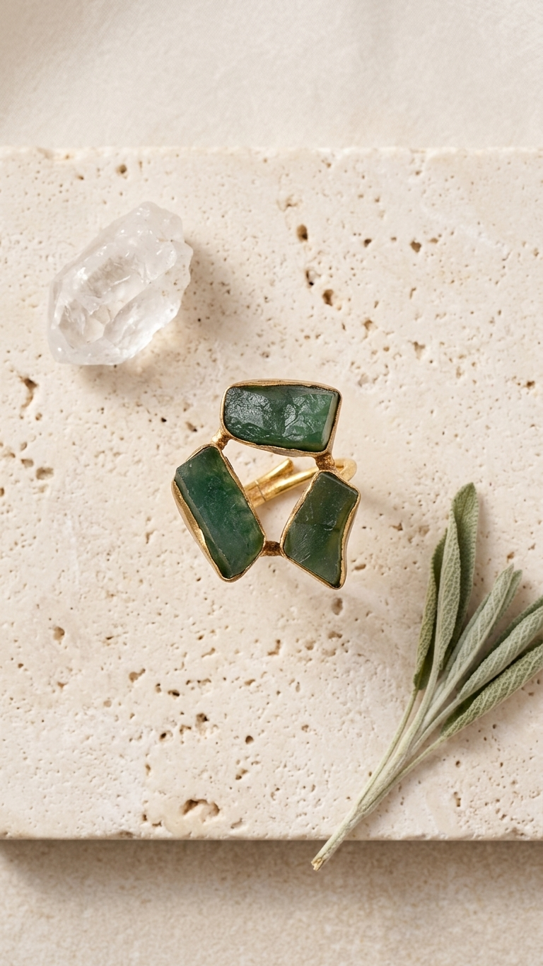 Jade Dandiya Statement Ring