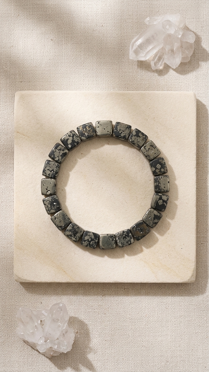 Apache Gold Pyramid Bracelet ( pyrite + tourmaline mix )