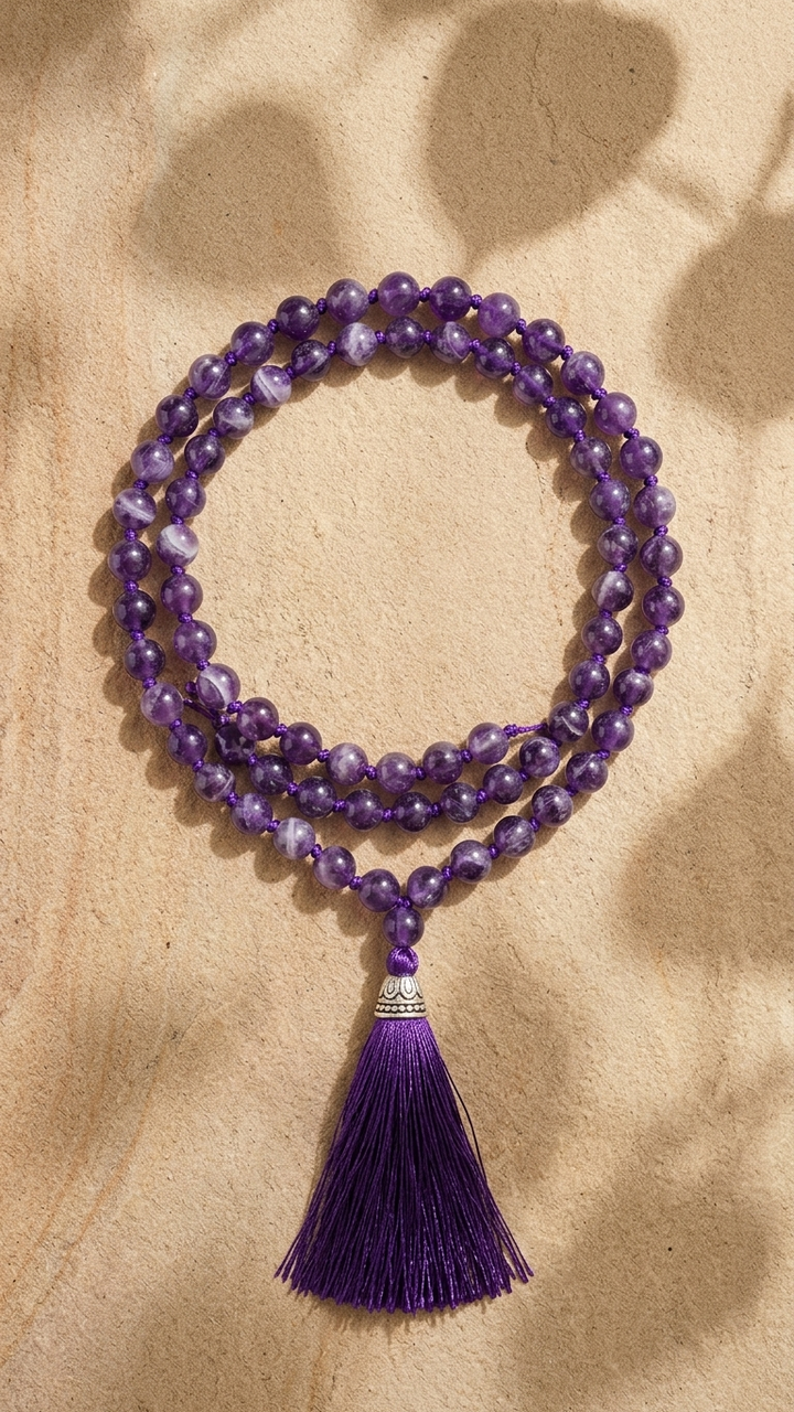 Amethyst Mala 108 beads 8mm