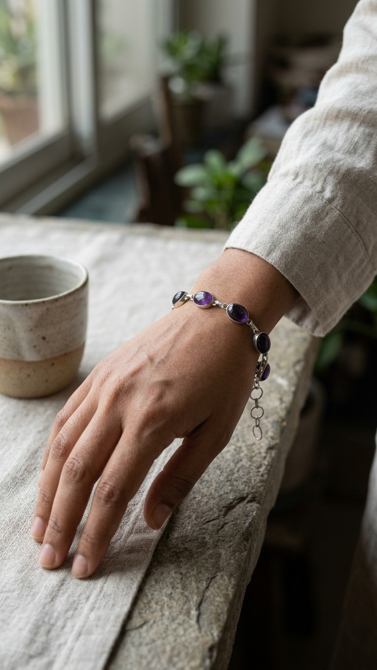 Amethyst Chain Bracelet