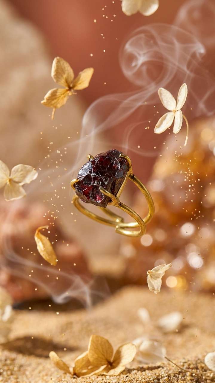 NATURAL GARNET RAW RING 100% Natural Gemstone