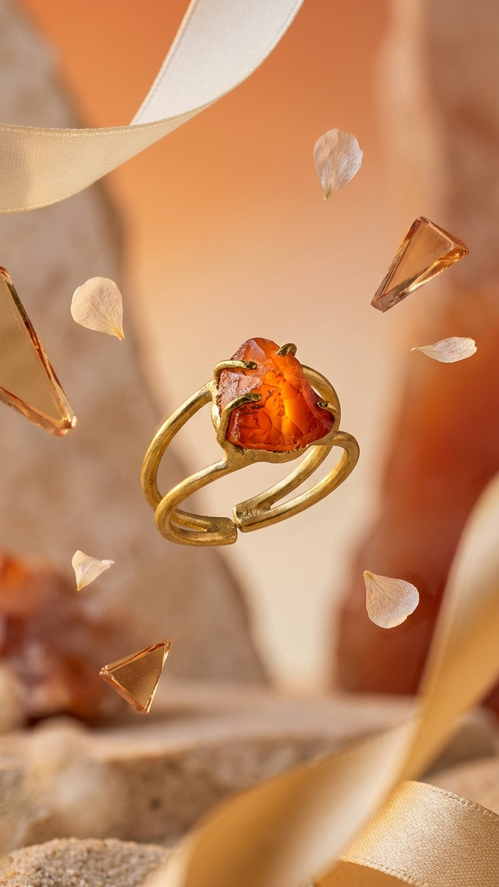 NATURAL CARNELIAN RAW RING 100% Natural Gemstone