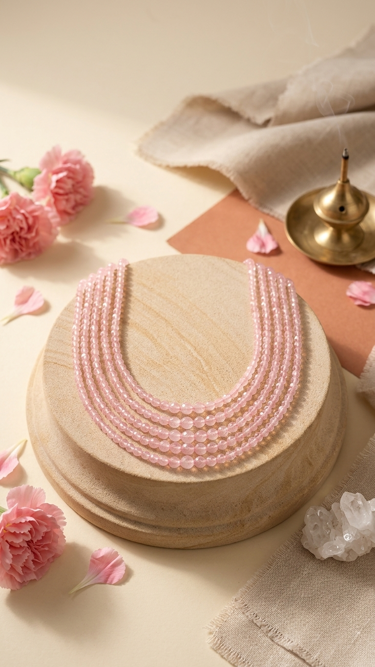 Natural Rose Quartz Necklace (With Certificate)