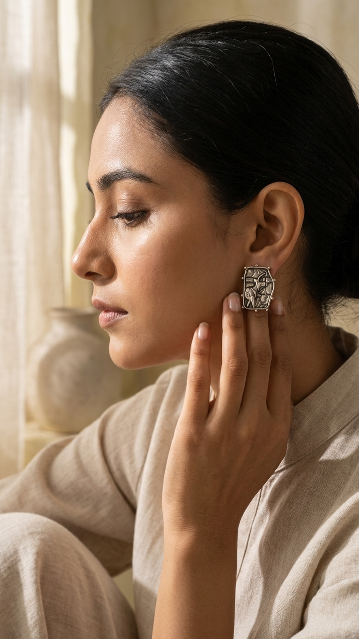 Tribal Deer Dandiya Stud Earrings