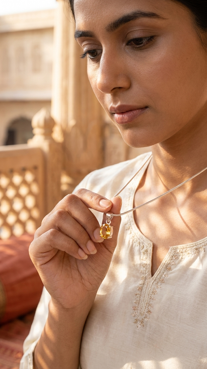Citrine Cut Stone Pendant Oval Shape