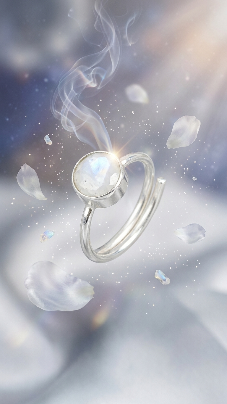 Natural Rainbow Moonstone Ring