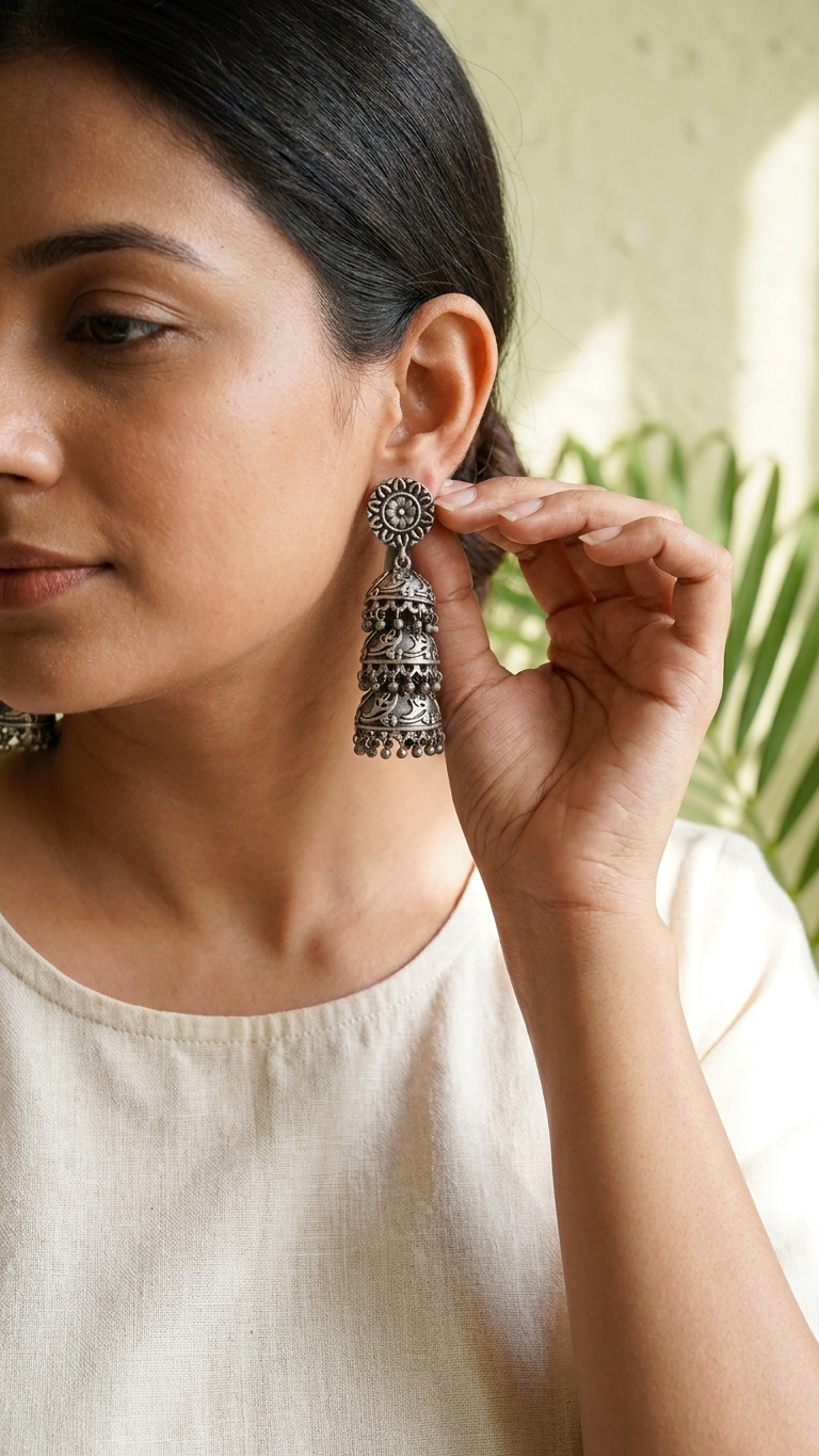 Tribal Harmony Dandiya Jhumka Earrings