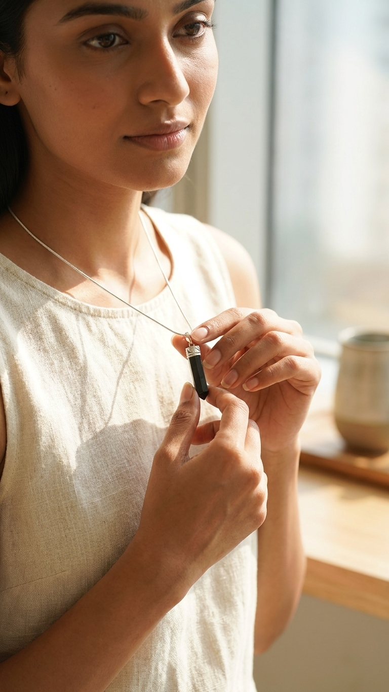 Natural Pyrite Pencil Pendant (With Certificate)