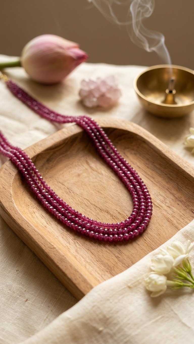 Natural Ruby Beaded Necklace (With Certificate)