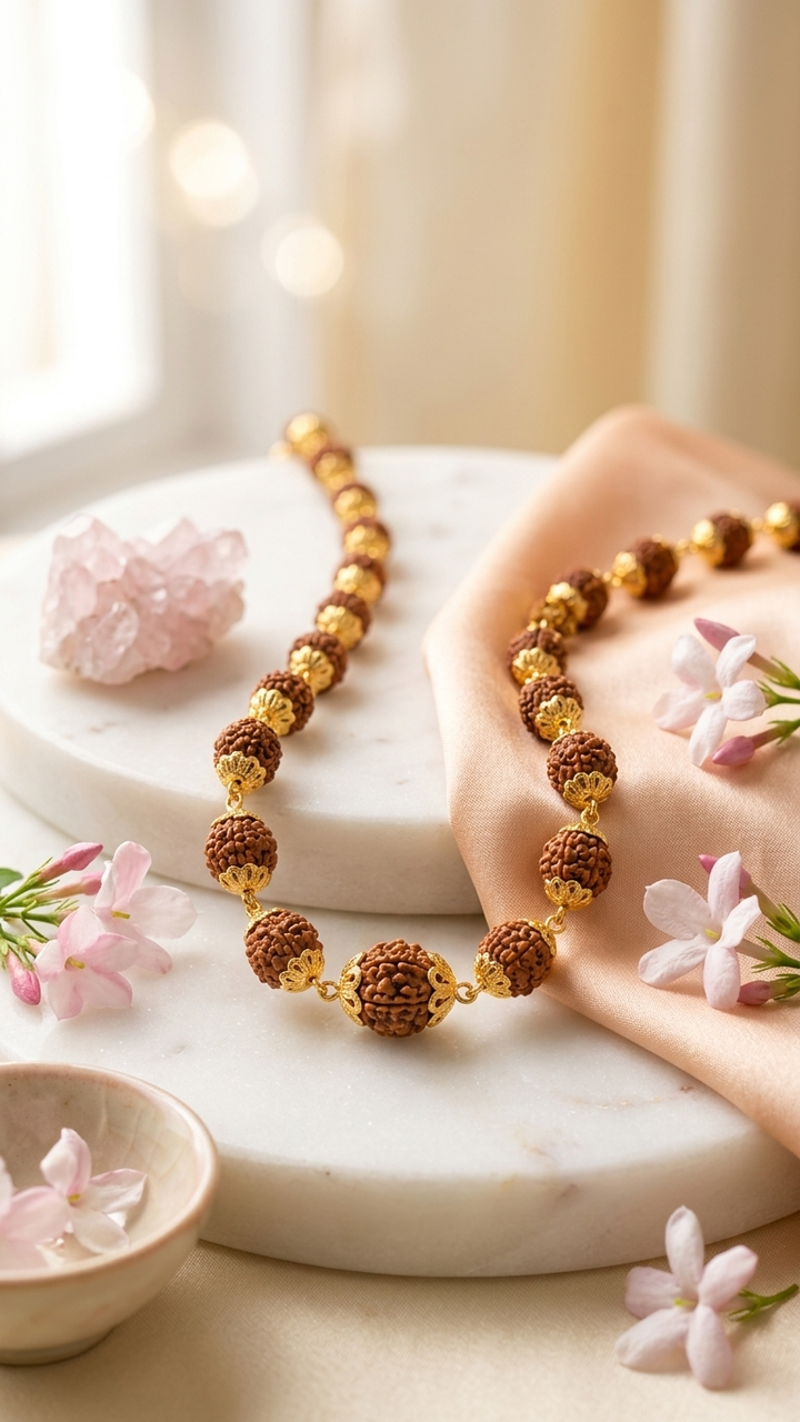 Natural Rudraksha Beaded Necklace (With Certificate)